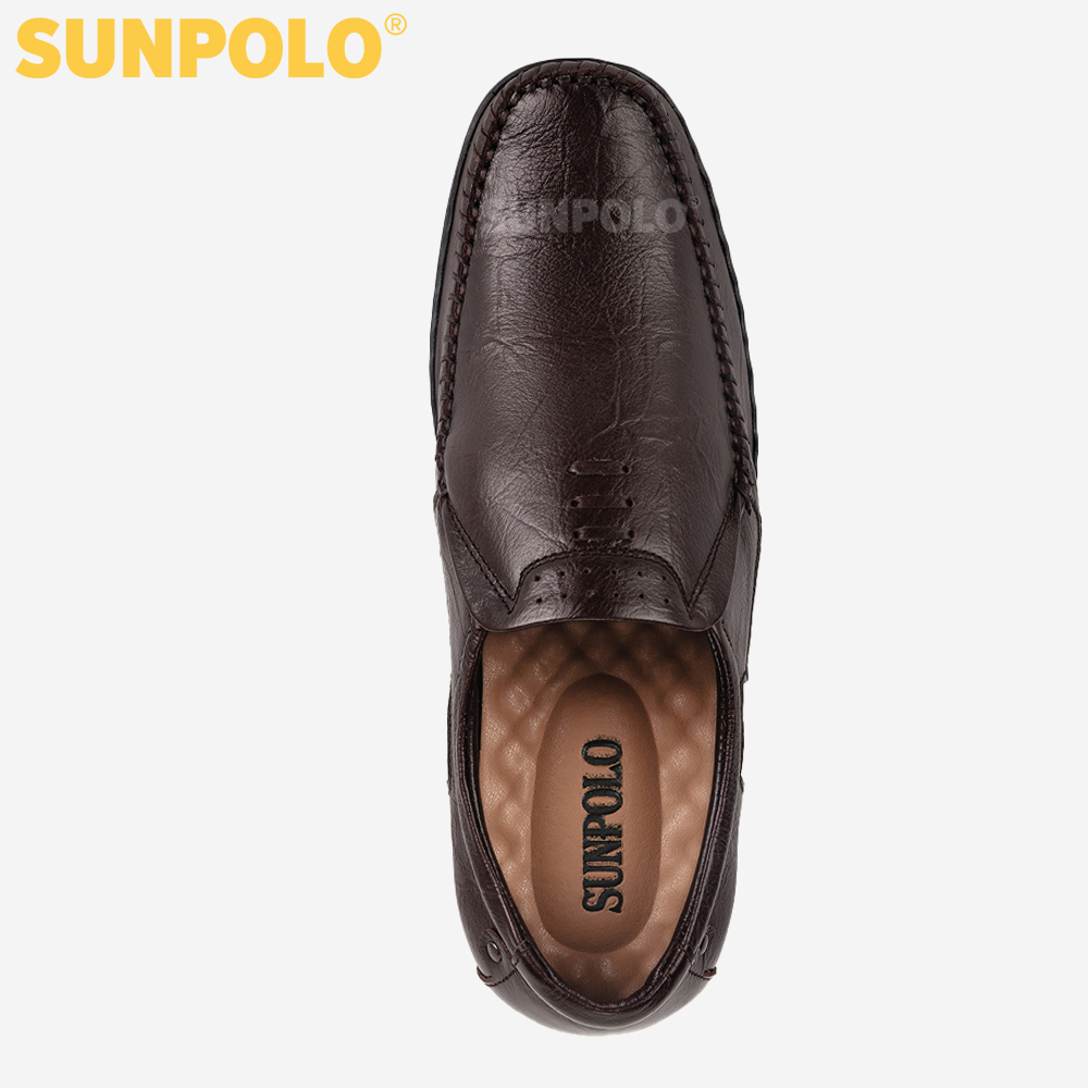 Giày Mọi Da Nam, Giày Lười Da Bò Nam SUNPOLO LS2098 (Đen, Nâu)