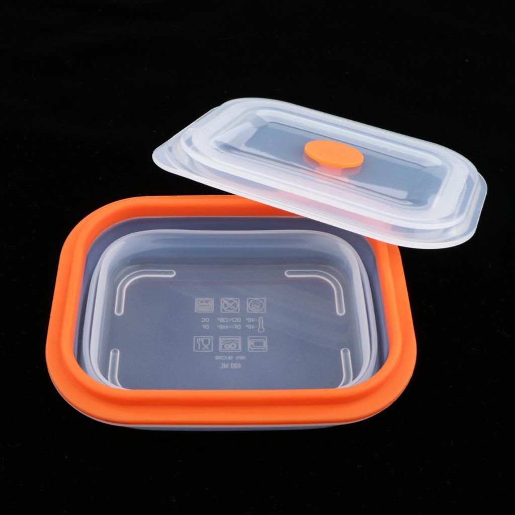 Collapsible Silicone Food Storage Containers, Folding Lunch Bento Box BPA Free for Camping, Hiking, Backpacking