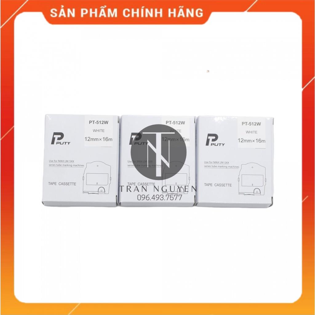 [Combo 5 cuộn] Băng nhãn in MAX PT-512W - Đen nền trắng 12mm x 16m - Hàng nhập khẩu