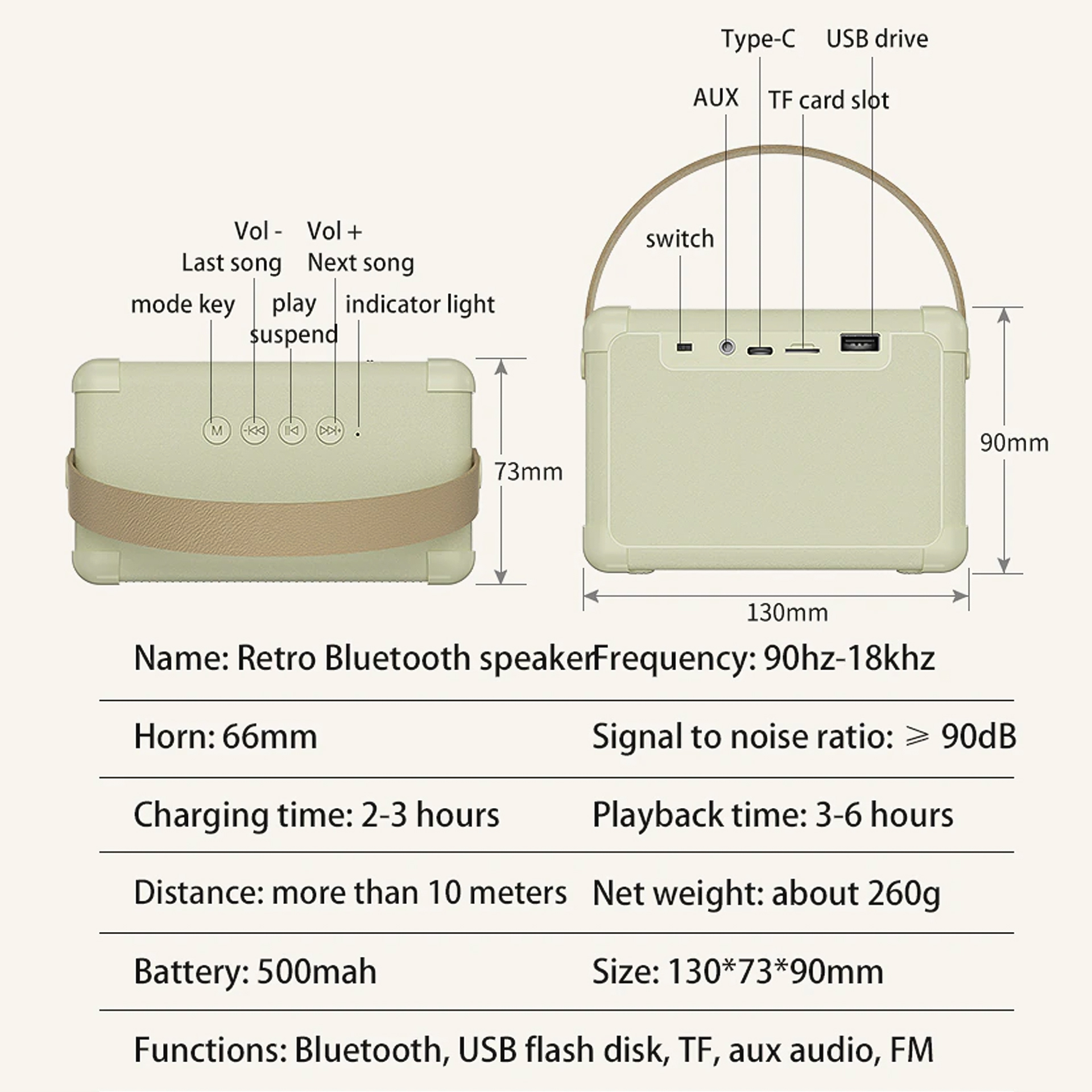 Loa Bluetooth Speaker Vinetteam N10 Âm Thanh Vòm 360 Siêu Trầm Kiểu Dáng Sang Trọng Hỗ Trợ Thẻ TF/USB/AUX/Đài FM - Hàng Chính Hãng