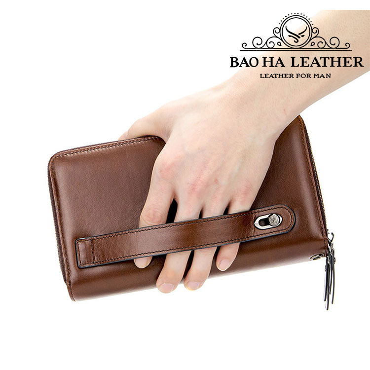 Ví cầm tay da bò cao cấp BHM2401 Clutch nam nữ da thật