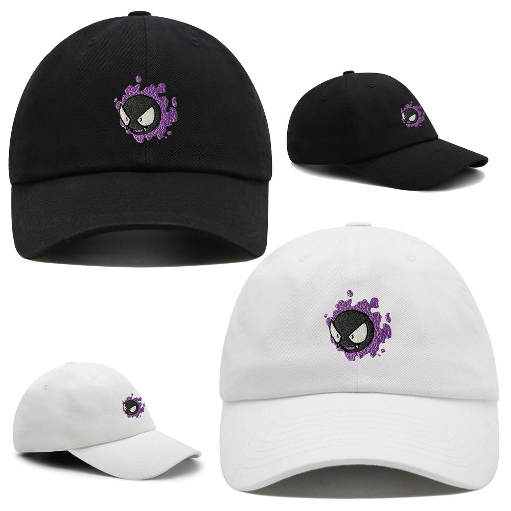 Thêu Gastly Bố Nón Hoạt Hình Dễ Thương Mũ Bóng Chày Thoáng Khí Cặp Đôi Nón Unisex Có Thể Điều Chỉnh Tấm Che Mặt Mũ Lưỡi Trai Color: Black Size: M