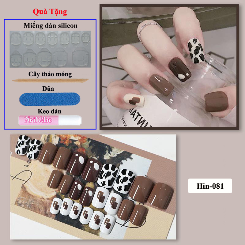 Set 24 móng tay giả false nail kiểu trơn Hin Nail