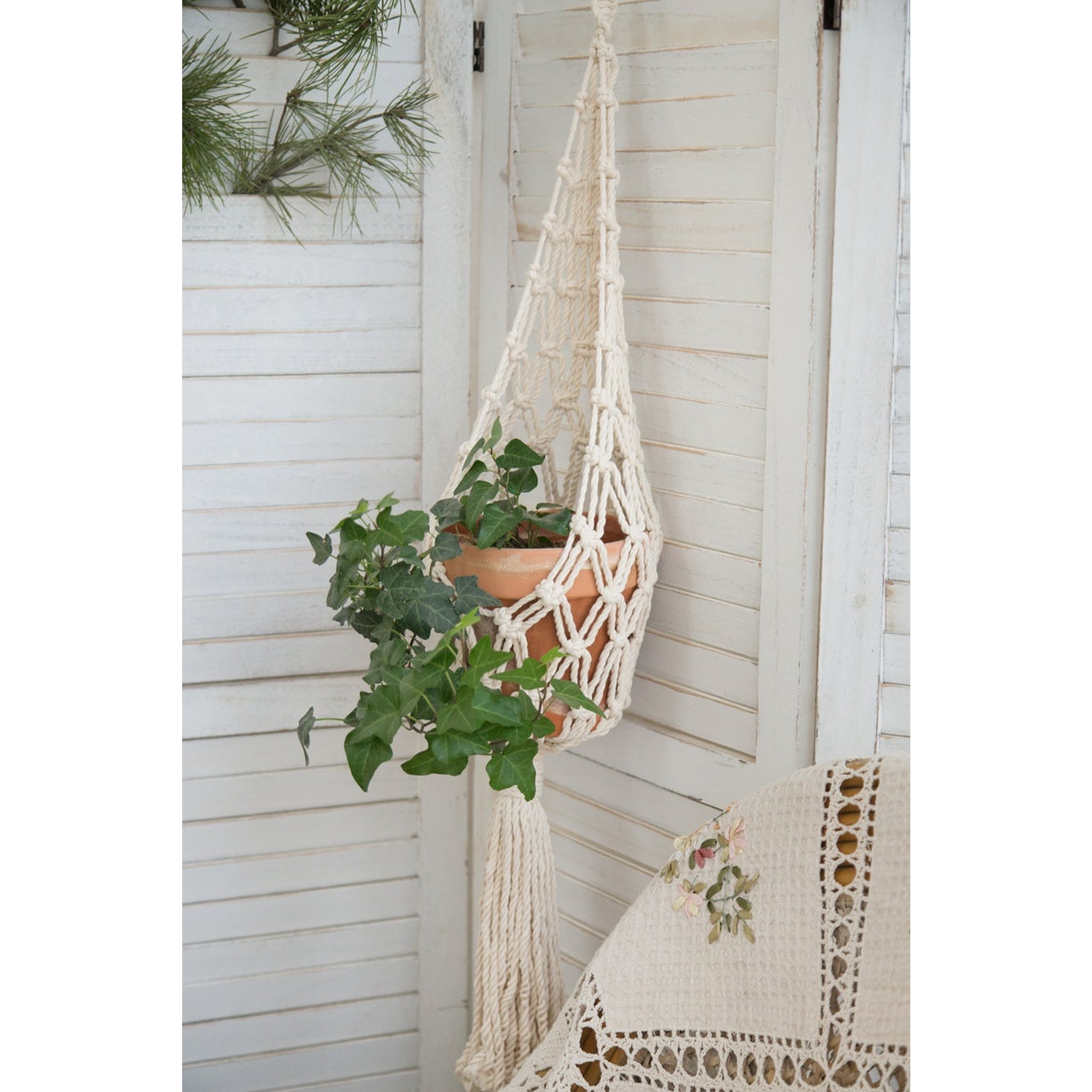 Giỏ túi Macrame treo tường, giỏ treo chậu cây cảnh vật phẩm trang trí. GTT17321