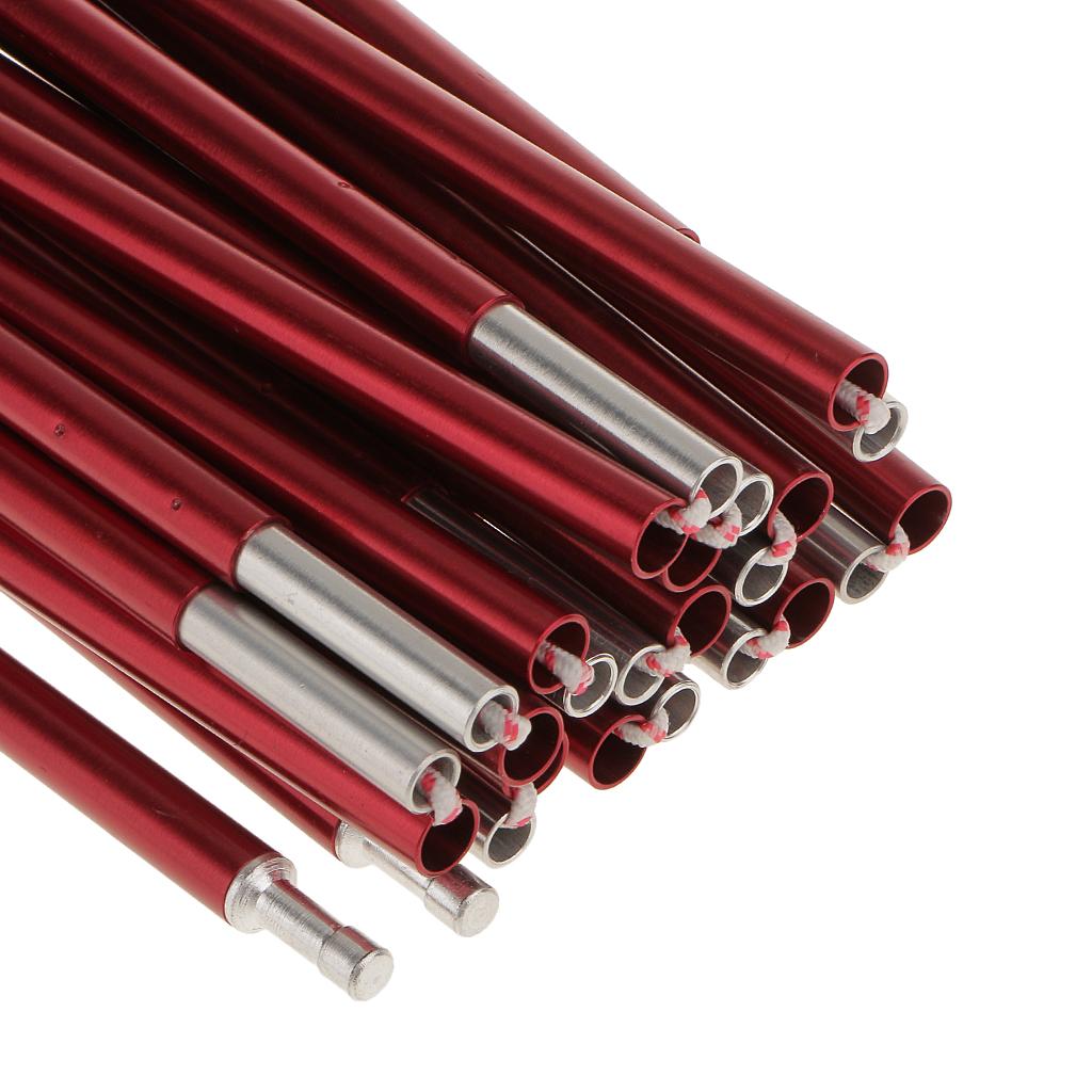 2xBackpacking Awning Tent Poles Bar Travel Camping Dark red Φ9.5 mm 420 cm