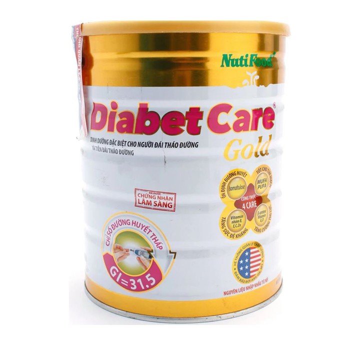 3 Hộp Sữa cho người bị bệnh tiểu đường, đái tháo đường: Nutifood DiabetCare Gold 900 Gr