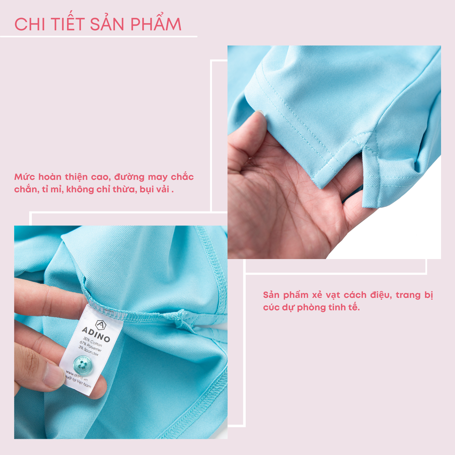 Áo polo nữ màu xanh ngọc phối viền ADINO vải polyester cotton không bai xù dáng công sở slimfit hơi ôm trẻ trung APN04