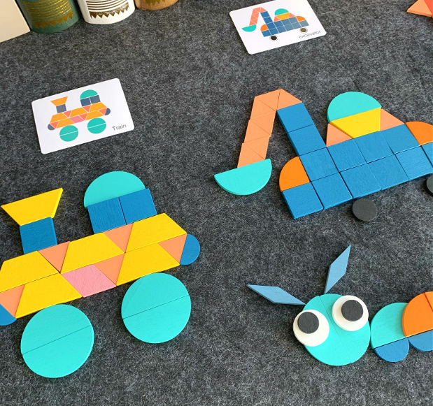 Đồ chơi gỗ, lắp ghép, sáng tạo - BỘ GHÉP HÌNH SÁNG TẠO PUZZLE BLOCK Montessori- Mẫu mới