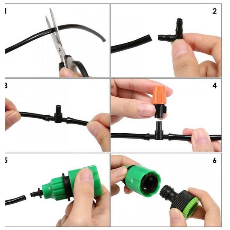 Bộ phun sương 10 béc. nhựa cam 1 hướng 10 m dây sử dụng vòi nước ra đình