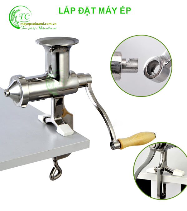 Máy ép hoa quả và cỏ lúa mì bằng tay Inox 304 Manual Wheet Grass Juicer, mẫu mới năm 2022