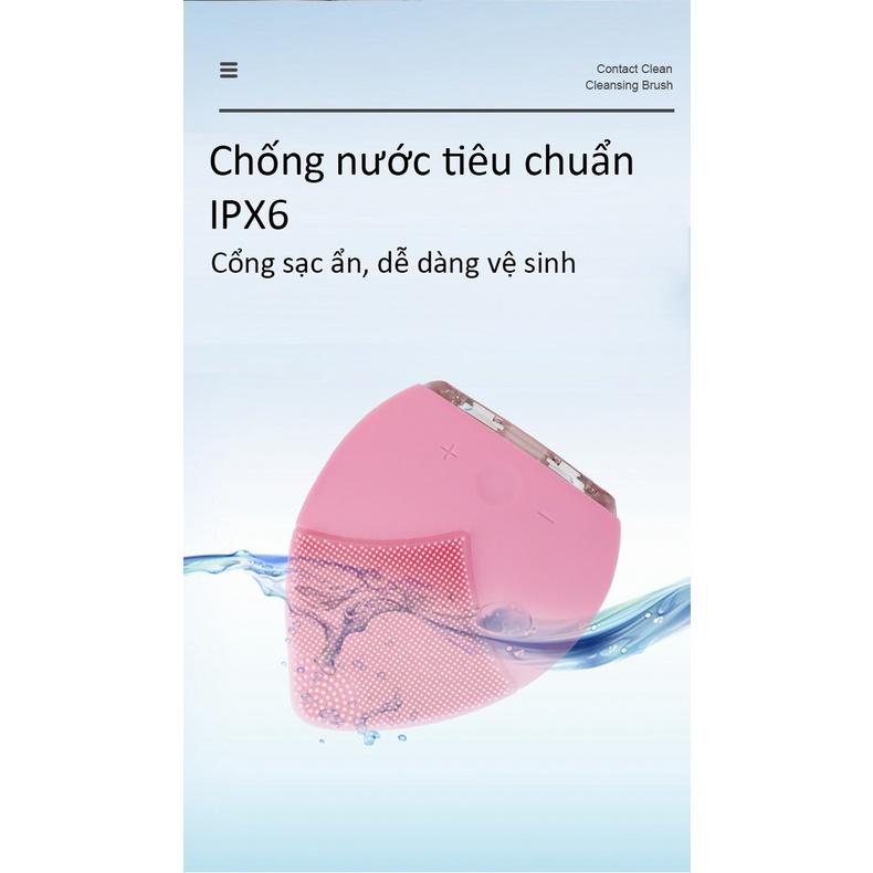 Máy rửa mặt mini massage BOORUI -1407: Silicone kháng khuẩn làm sạch sâu, tẩy da chết, làm đẹp da mặt, chông nước