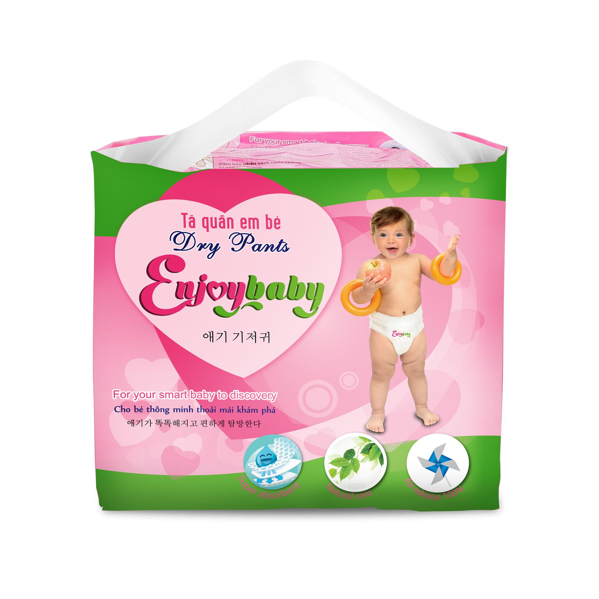 Bỉm tã quần em bé ENJOYBABY Gói Trung Cao Cấp nhiều size cho bé từ 4-25kg, mềm mại, thấm hút, chuẩn chất lượng Châu Âu