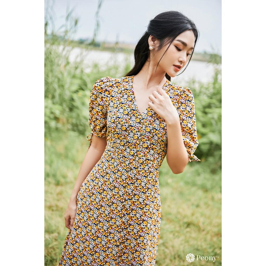 Váy nữ hoạ tiết hoa nhí nữ tính, dáng A thoải mái, tay buộc nơ Peony - JENA DRESS