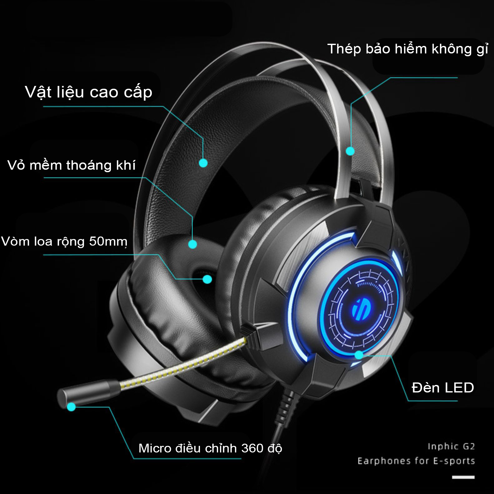 Tai Nghe Chụp Tai Gaming SIDOTECH G2 Có Mic Âm Thanh 7.1 Chuyên Game - Hàng Chính Hãng