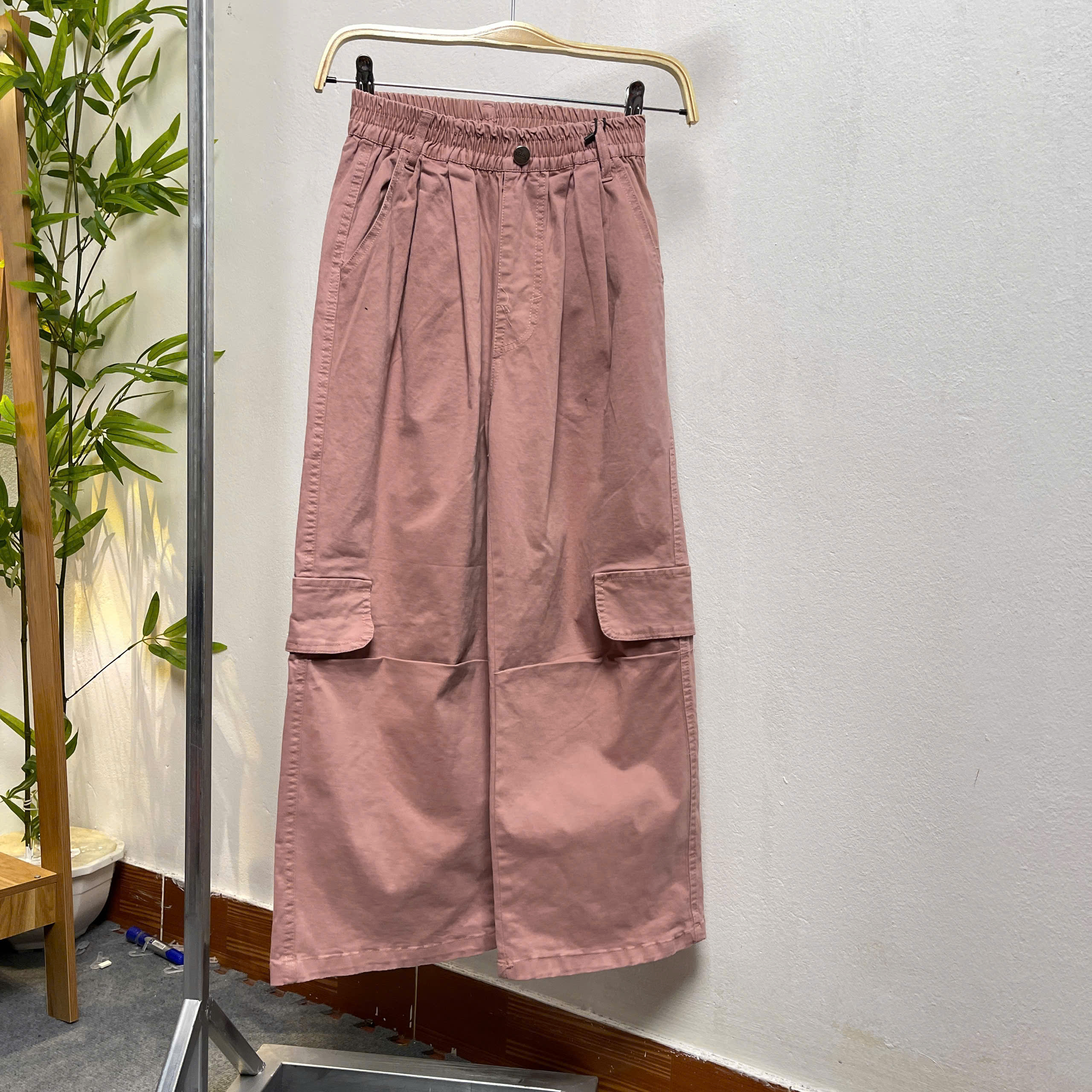 Quần kaki bé gái size đại ống suông 9-18 tuổi gập ống dáng thể thao hàng Quản Châu cao cấp