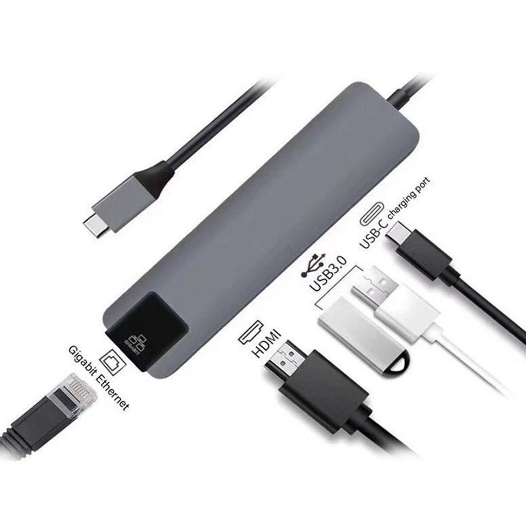 5 in 1 Type C Hub to USB3.0  4K Gigabit Ethernet Rj45 Adapter