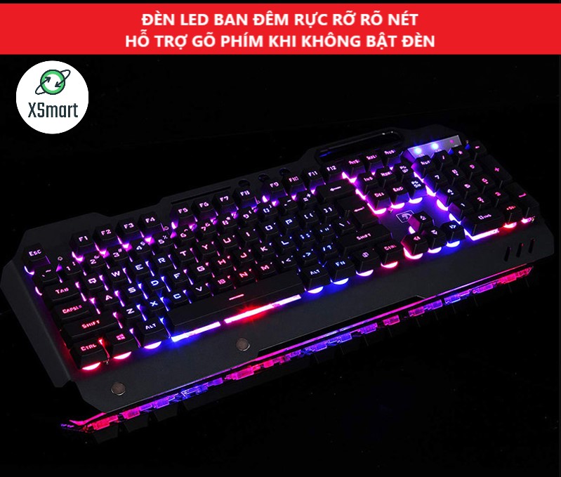 Combo bàn phím và chuột chơi game XSmart cho máy tính laptop pc LED đổi màu nhiều chế độ K618+V7 - Hàng Chính Hãng