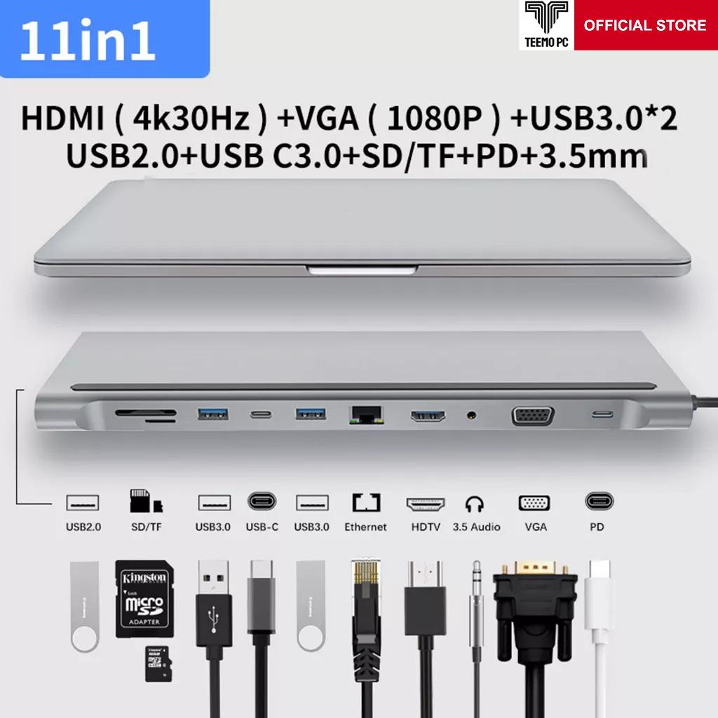 HUB Type C Chia 11 in 1 Cổng Dùng Cho Laptop MacBook Surface, Các Loại Điện Thoại Tablet Dùng Cổng USB - C TEEMO PC Hàng Chính Hãng