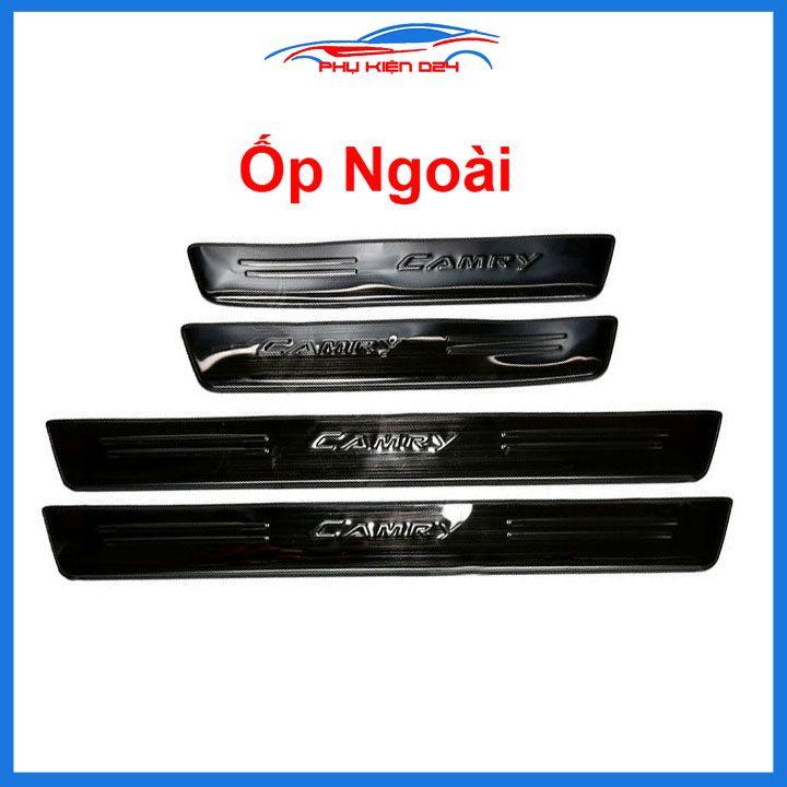 Bộ nẹp bước chân ô tô Camry 2012-2013-2014-2015-2016-2017-2018 vân titan, ốp bậc cửa lên xuống chống trầy xước