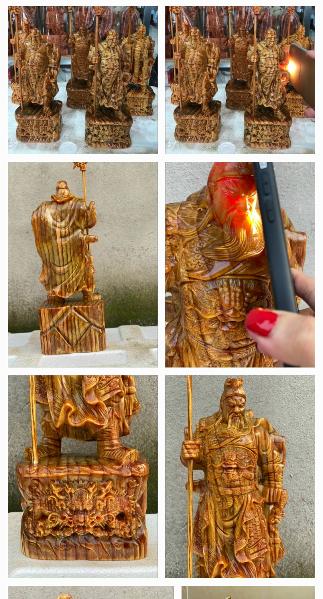 Tượng quan công cầm đao trấn ải bằng gỗ huyết long mọng dầu kt cao 50×20×13cm