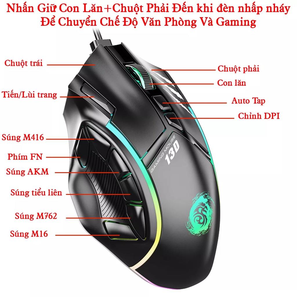 Chuột gaming Demon Baron | Hỗ trợ ghìm tâm PUBG, Led nhiều màu |8 nút Autotap, ghìm tâm PUBG trên Mobile, PC -dc4133