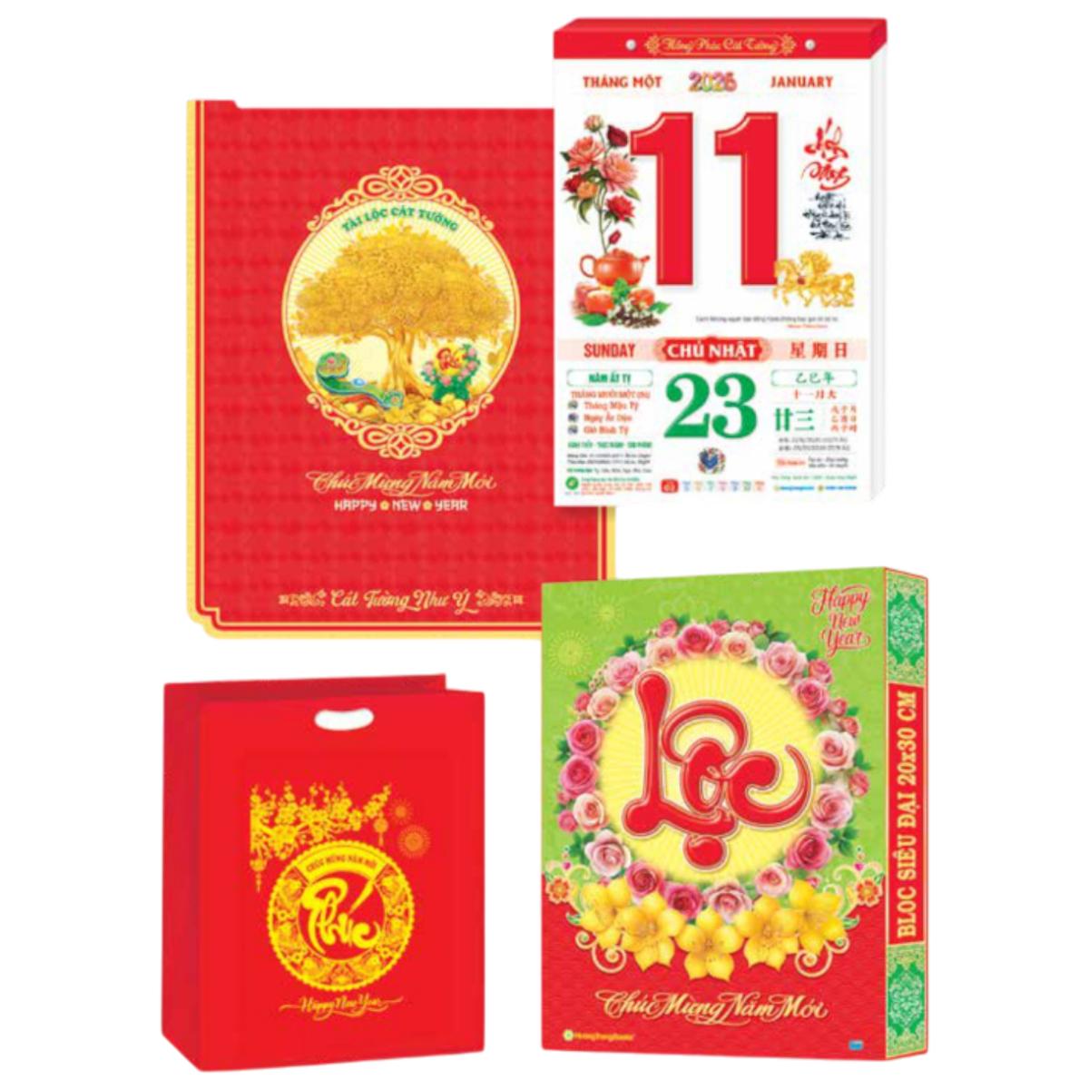 Lịch Bloc Siêu Đại - Chủ Đề Trà &amp; Hoa - Hồng Phúc Đại Cát - Hương Trang HT9
