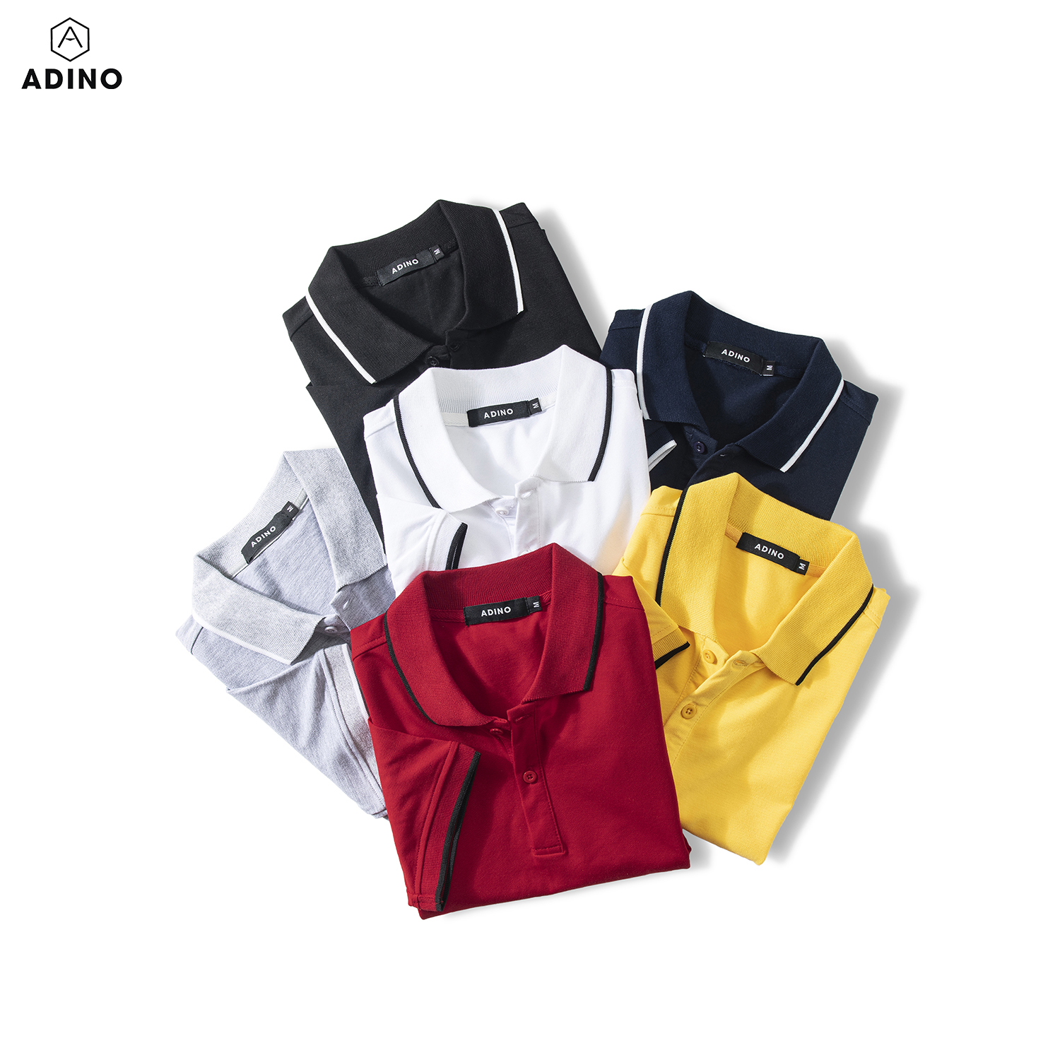 Hình ảnh Áo polo nam ADINO màu xanh đen phối viền vải cotton co giãn dáng slimfit trẻ trung AP75