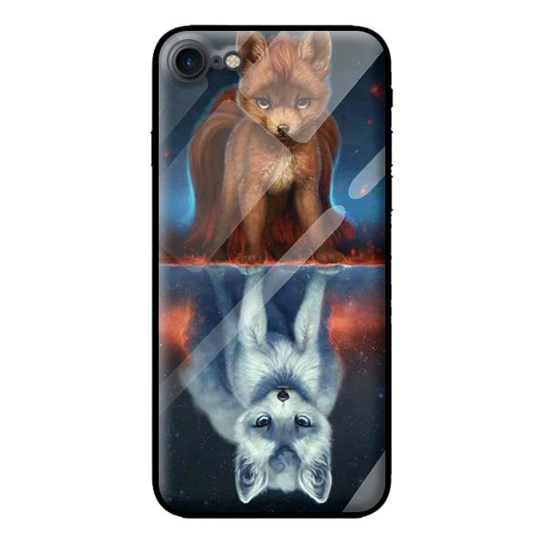 Ốp kính cường lực cho iPhone 8 mẫu sói 2 - Hàng chính hãng