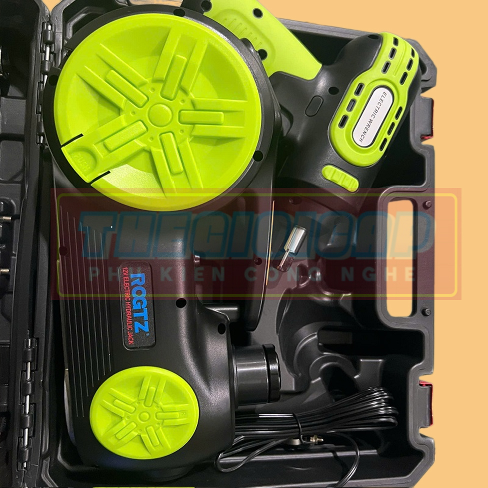 Bộ Kích Bắn Ốc Thủy Lực Nâng Gầm Có Bơm Lốp Dành Cho Xe Ô Tô Bằng Điện ROGTZ - Hàng Nhập Khẩu