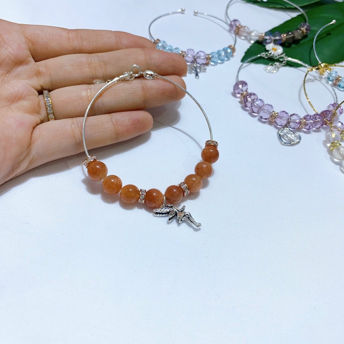 Vòng Đá Thiết Kế Phối Charm Trái Tim Gold Vermeil - MOON Jewelry