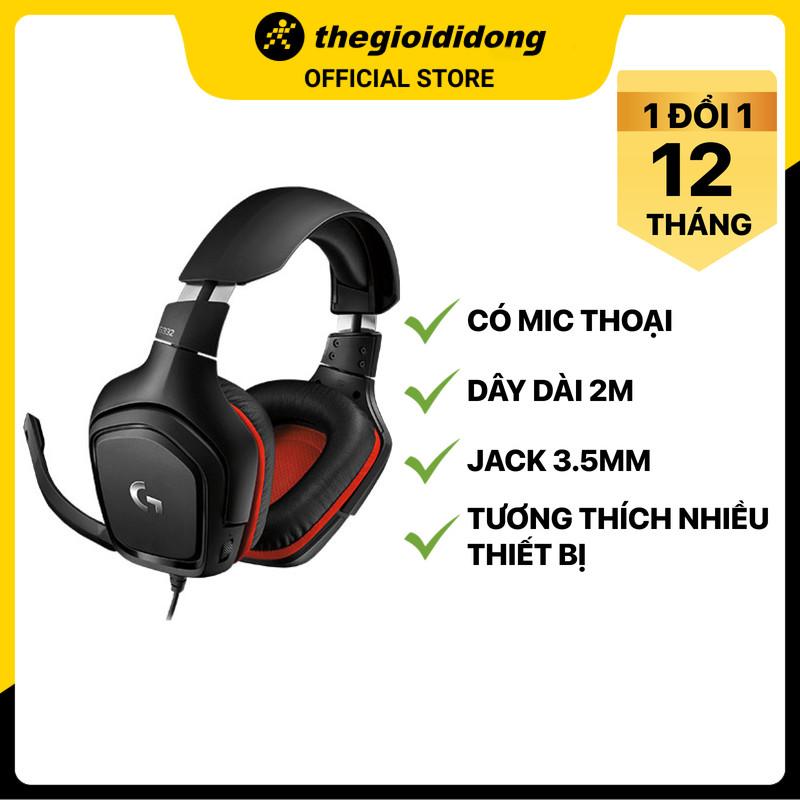 Tai nghe chụp tai Gaming Logitech G331 Đen Đỏ - Hàng chính hãng