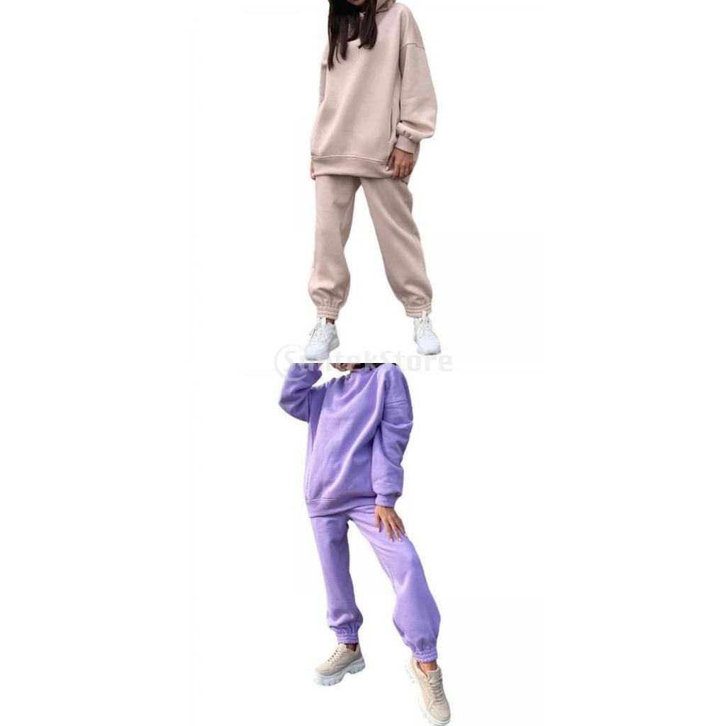 2 Pack Women's Hooded Sweatshirt Pants for Jogging Tracksuit