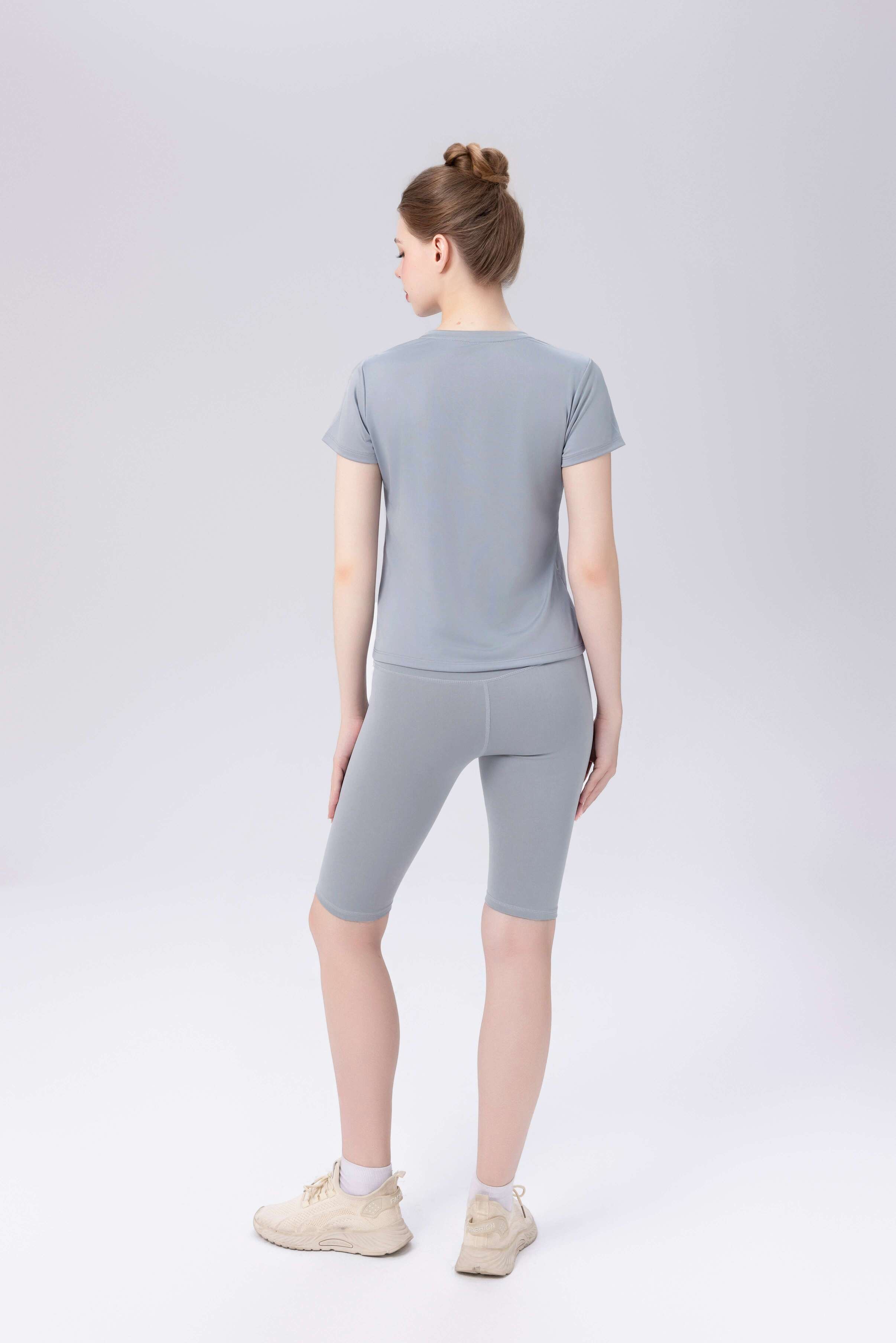 Áo thun thể thao Nữ tập Gym Yoga Pilates TYM FFTS003 Cổ tròn Tay ngắn - Vải Polyester 4C co dãn