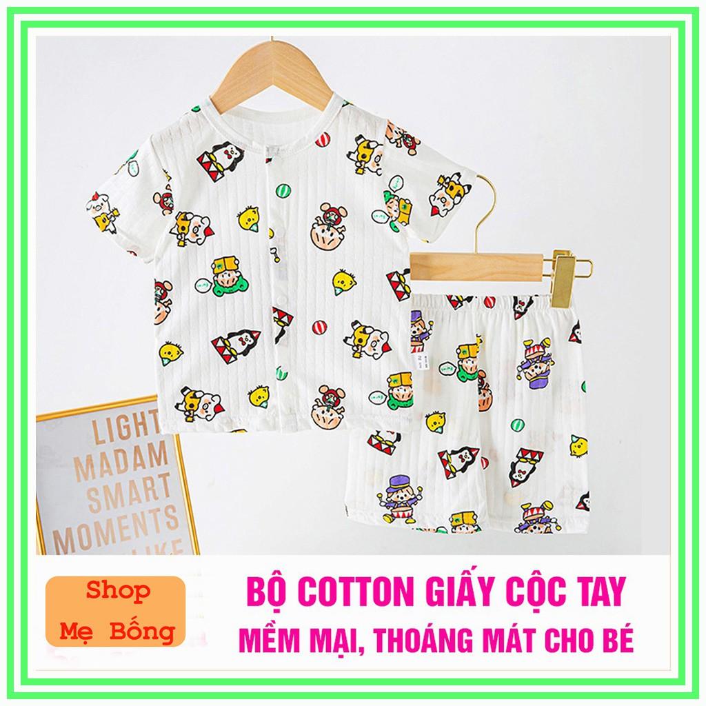 Bộ cotton giấy cộc tay cho bé bộ cộc tay cho bé trai gái từ 3-14kg mặc hè thoáng mát – BCT18