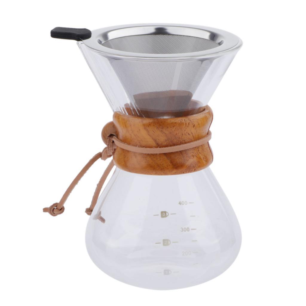 Coffee Maker Set Pour Over Coffee Pot + Cone Coffee Dripper Filter Net
