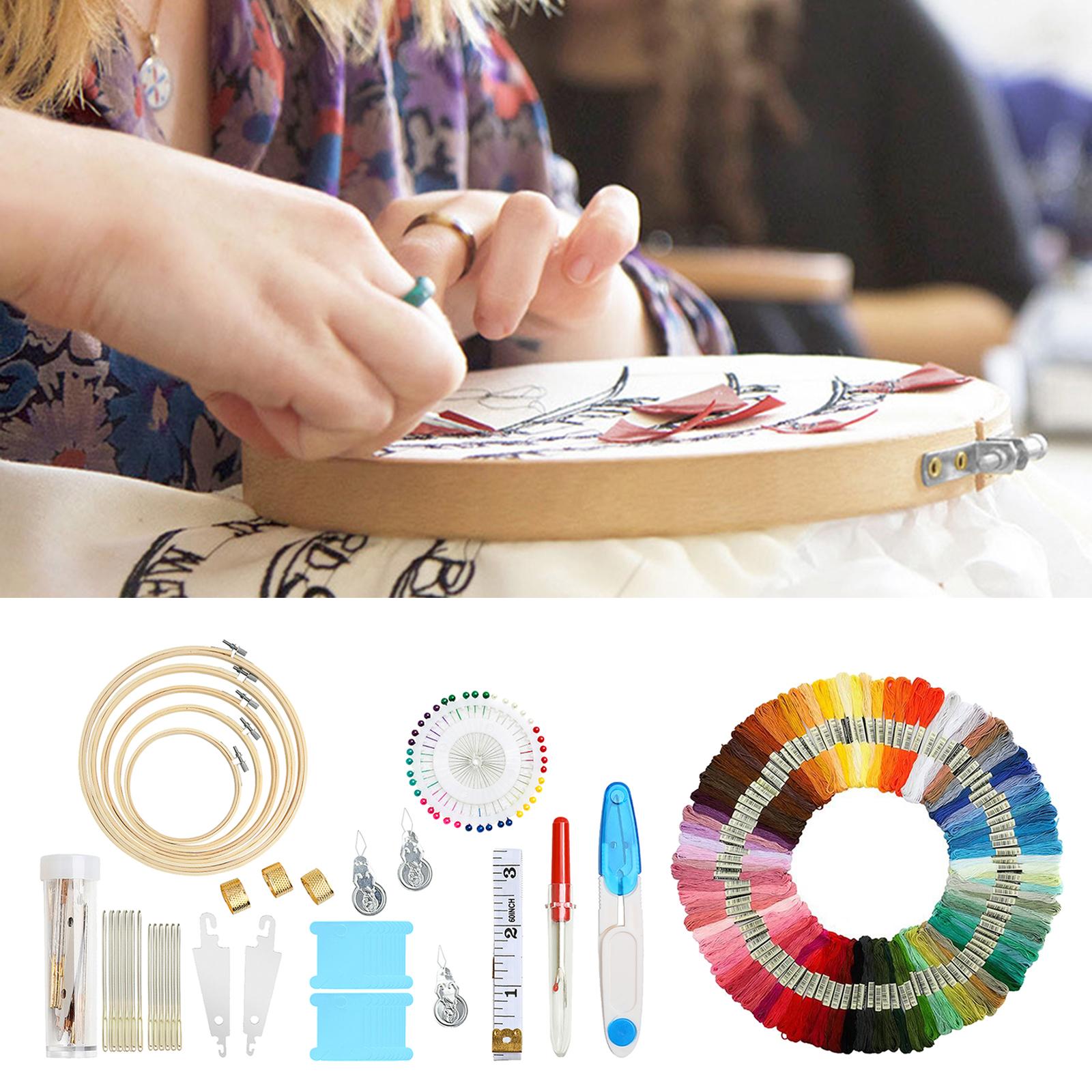Embroidery Starter Kit Embroidery Hoop DIY Cross Stitch Sewing Kit for Adult