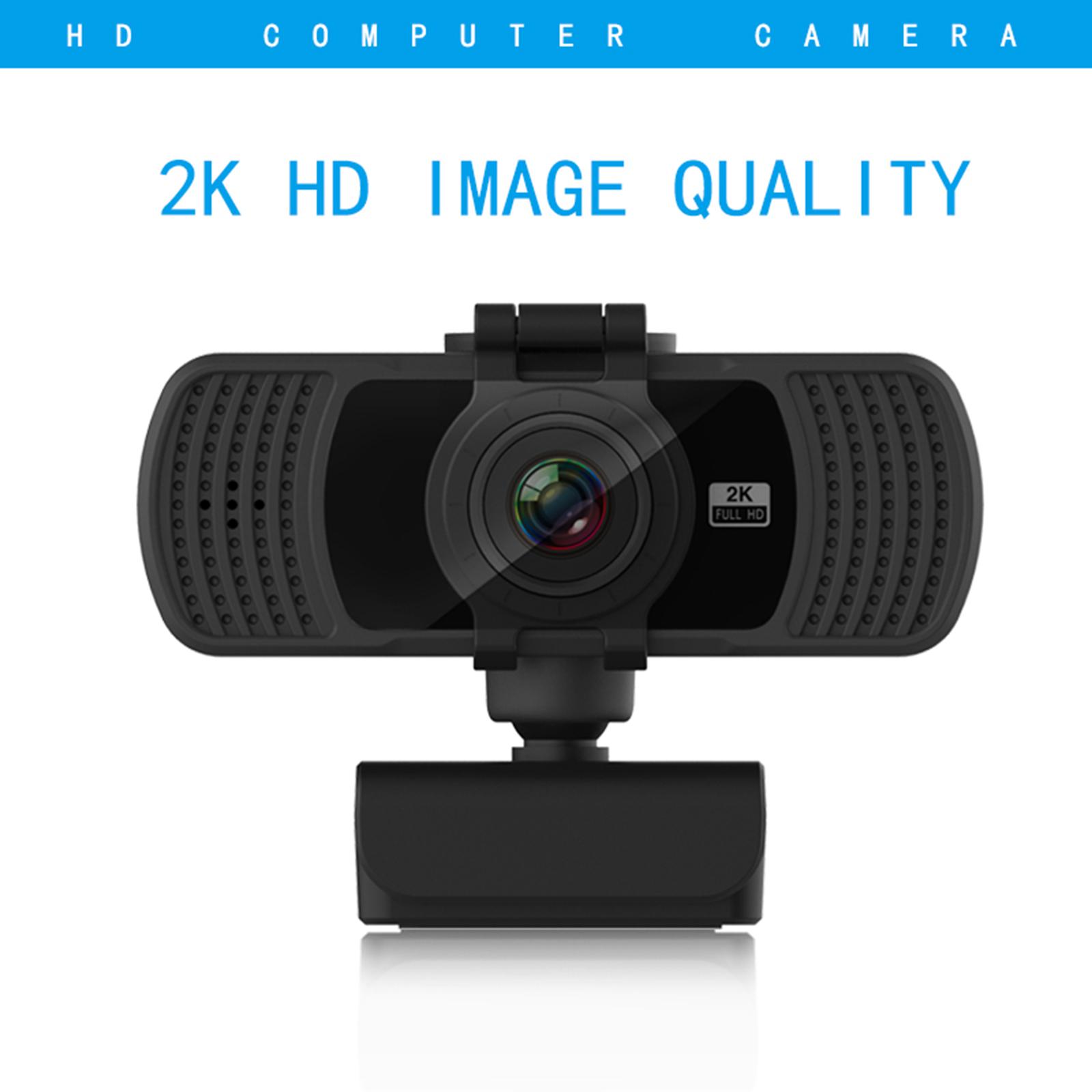 Webcame with Microphone Privacy Cover, 2K HD USB Web Camera PC Webcam with 360 Degree Rotation,Flexible Rotatable Clip for Recording, Streaming C6