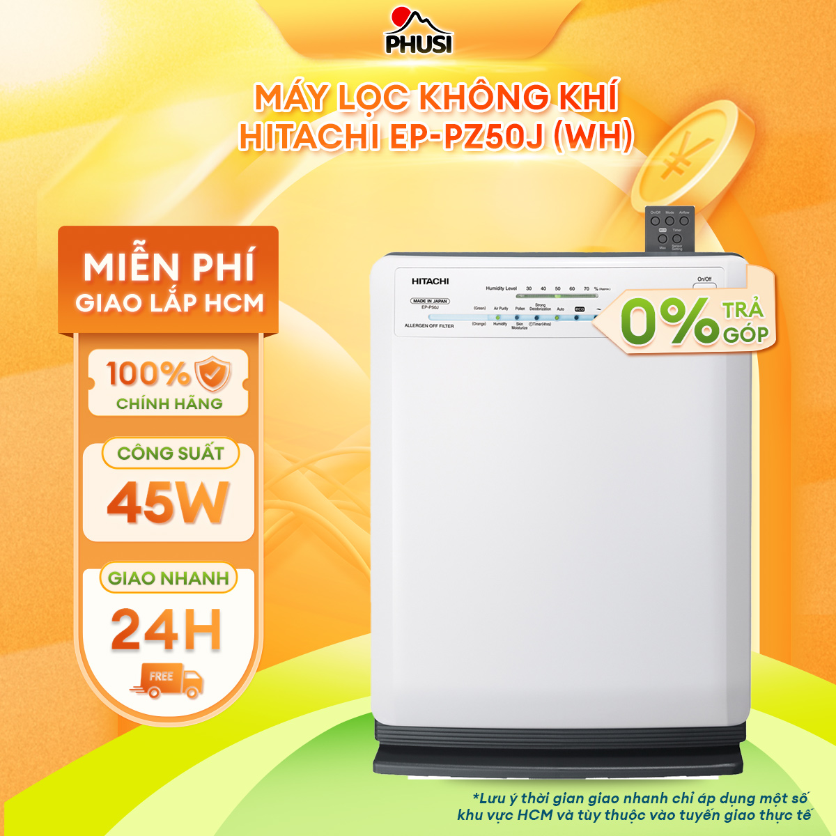 Máy lọc không khí Hitachi Ep-PZ50J 240 (WH) - Hàng Chính Hãng