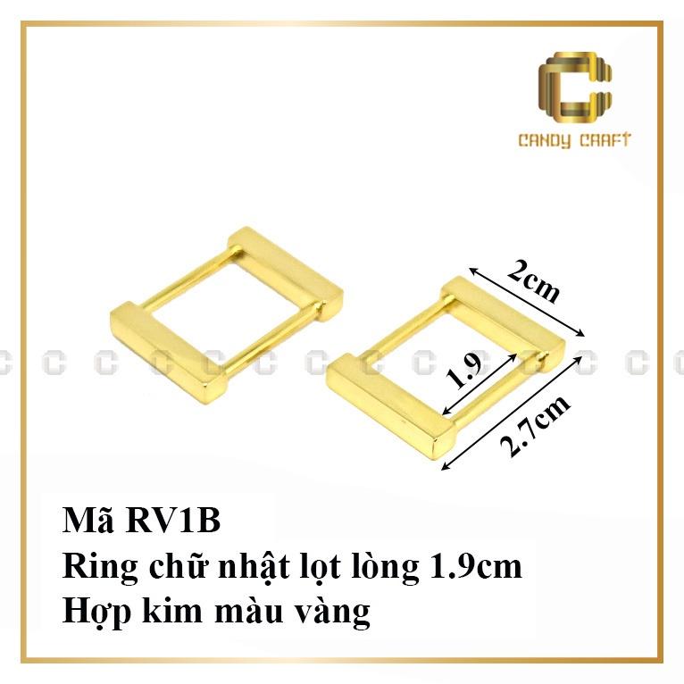 Khoen vuông chữ nhật màu Vàng - 2 cái 1.9cm