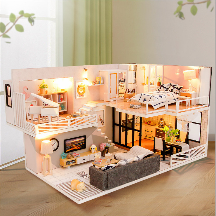 Mô hình nhà DIY Doll House Time Memory Kèm Mica Chống bụi