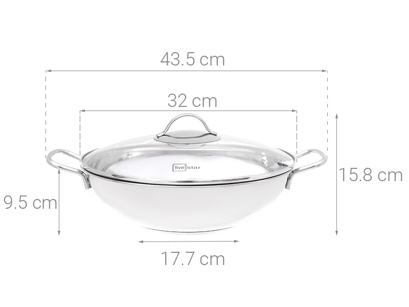 Nồi lẩu xào 3 đáy từ cao cấp Fivestar 32cm nắp kính , tặng 2 vá canh