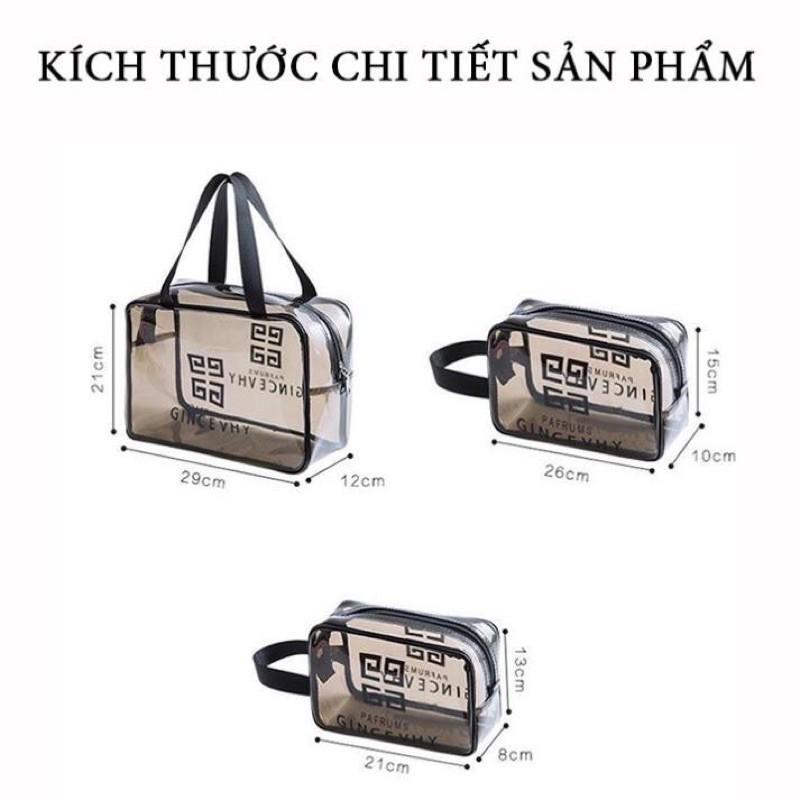 Set 3 Túi Trong Suốt Đựng Mỹ Phẩm, Đồ Cá Nhân Phù Hợp Đi Du Lịch, Công Tác