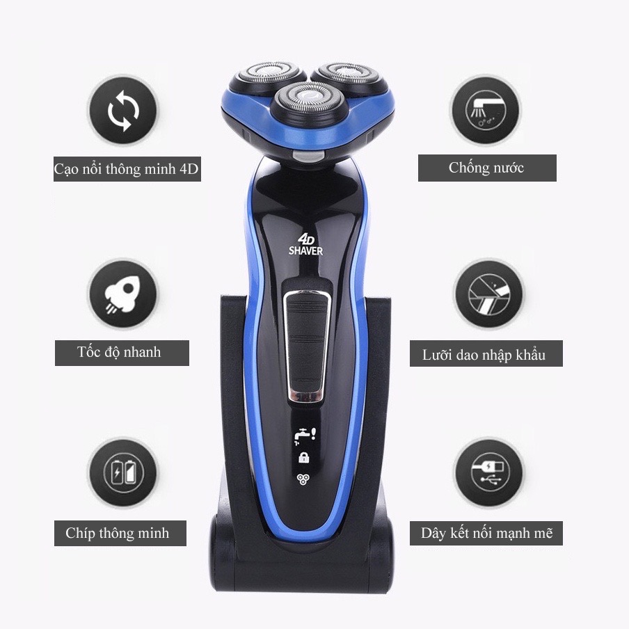 Máy Cạo Râu Đa Năng 3in1, tỉa lông mũi, tỉa tóc SHAVER 4D DS 7701 chống nước