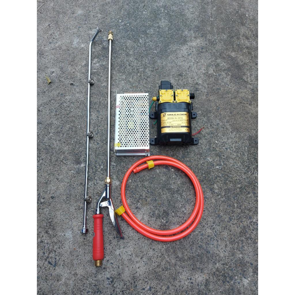 Bộ tưới lan. tưới cây. phun sương SINLEADER đôi. kèm nguồn tổ ong 12V-10A. béc xịt 4 đầu ra và 1 đầu ra 10m dây chịu lực