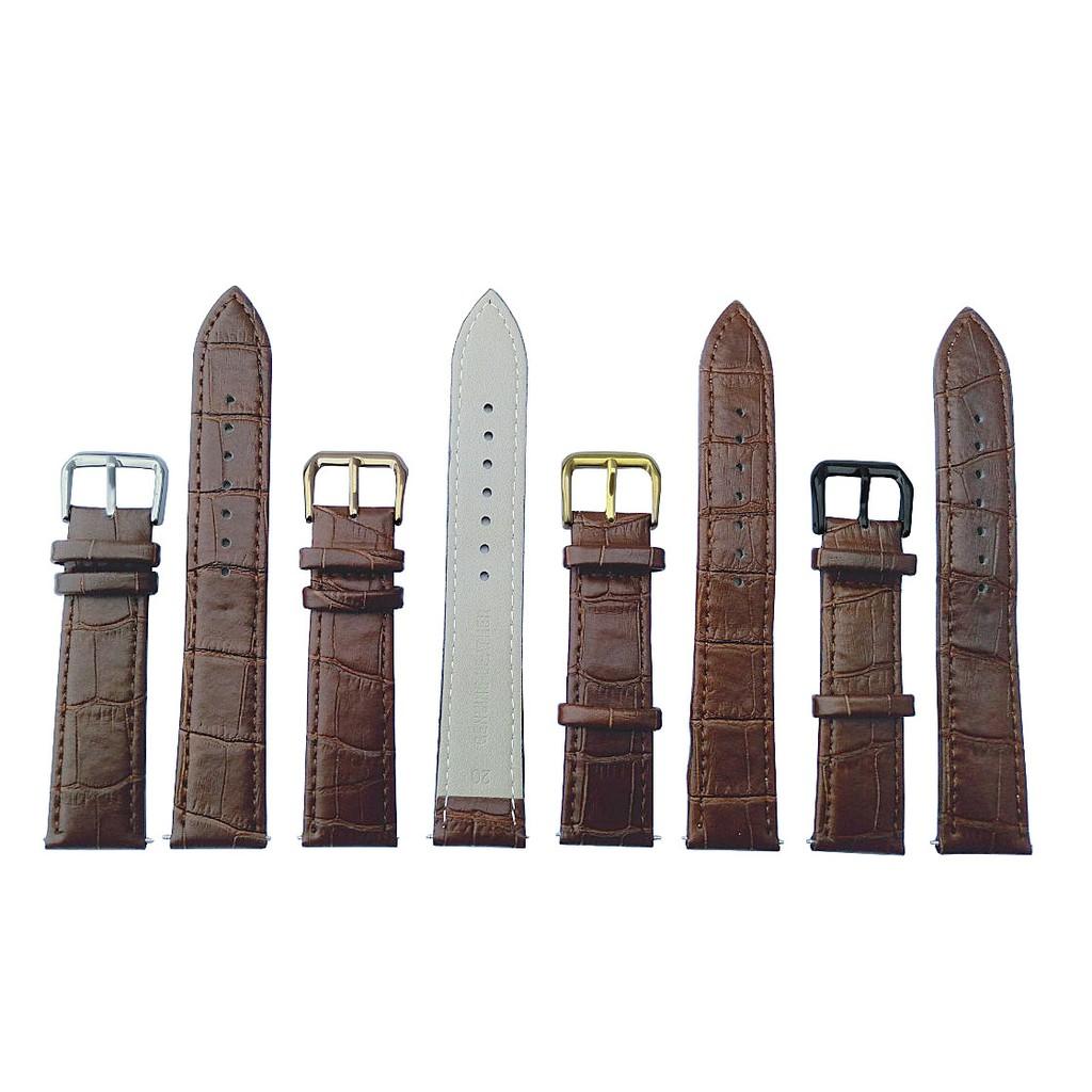 DÂY ĐỒNG HỒ DA BÒ THẬT DẬP VÂN CÁ SẤU BỀN ĐẸP SIZE 12 14 16 18 20 22 24
