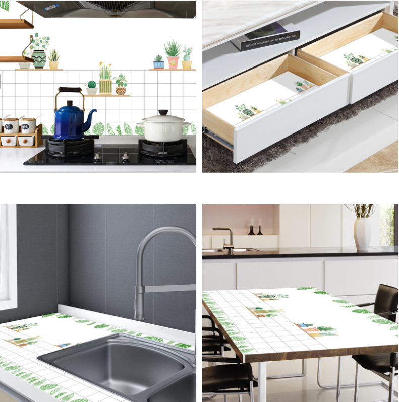 Combo 3 mét giấy dán bếp, decal dán bếp tráng nhôm CHẬU XƯƠNG RỒNG NHÍ khổ 60cm có keo sẵn