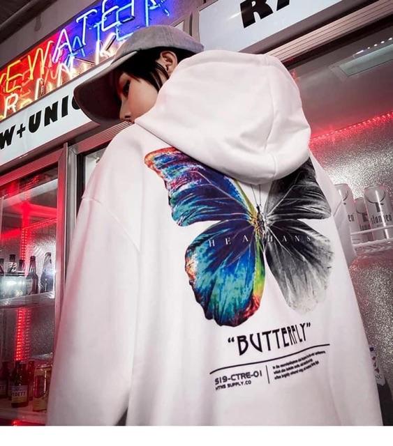 Áo hoodie form rộng unisex nam nữ hình bướm có bigsize vải nỉ bông ngoại cao cấp dày mịn