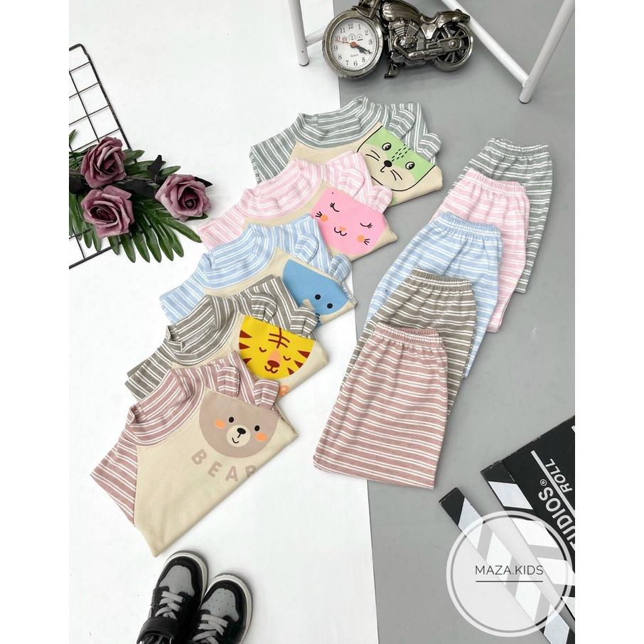Bộ dài tay kẻ cotton len Maza Kids cho bé từ 4 đến 16kg