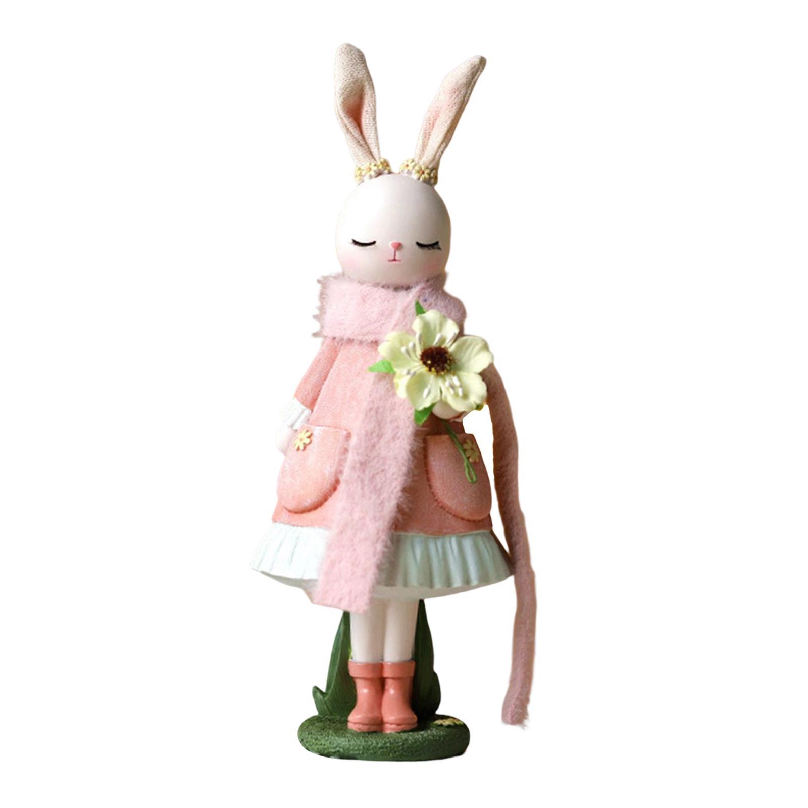 Modern Bunny Figurine Easter Rabbit Statue for Desktop Office Bookshelf