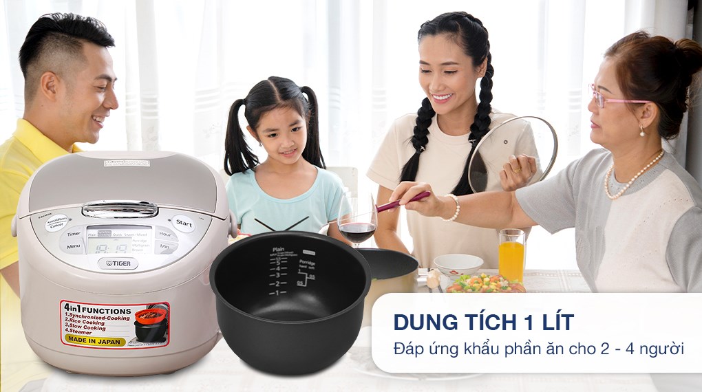 Nồi Cơm Điện Tử Tiger JAX-S10W - 1L - Hàng Chính Hãng